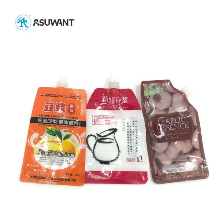 Brugerdefineret bærbar engangs gennemsigtig selvforseglende juiceemballage flydende drikkepose med porcelænsdyse