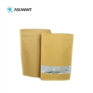 Brun Kraft Paper Zipper Bag med klart vindue til snacks Madmøtrikker emballage